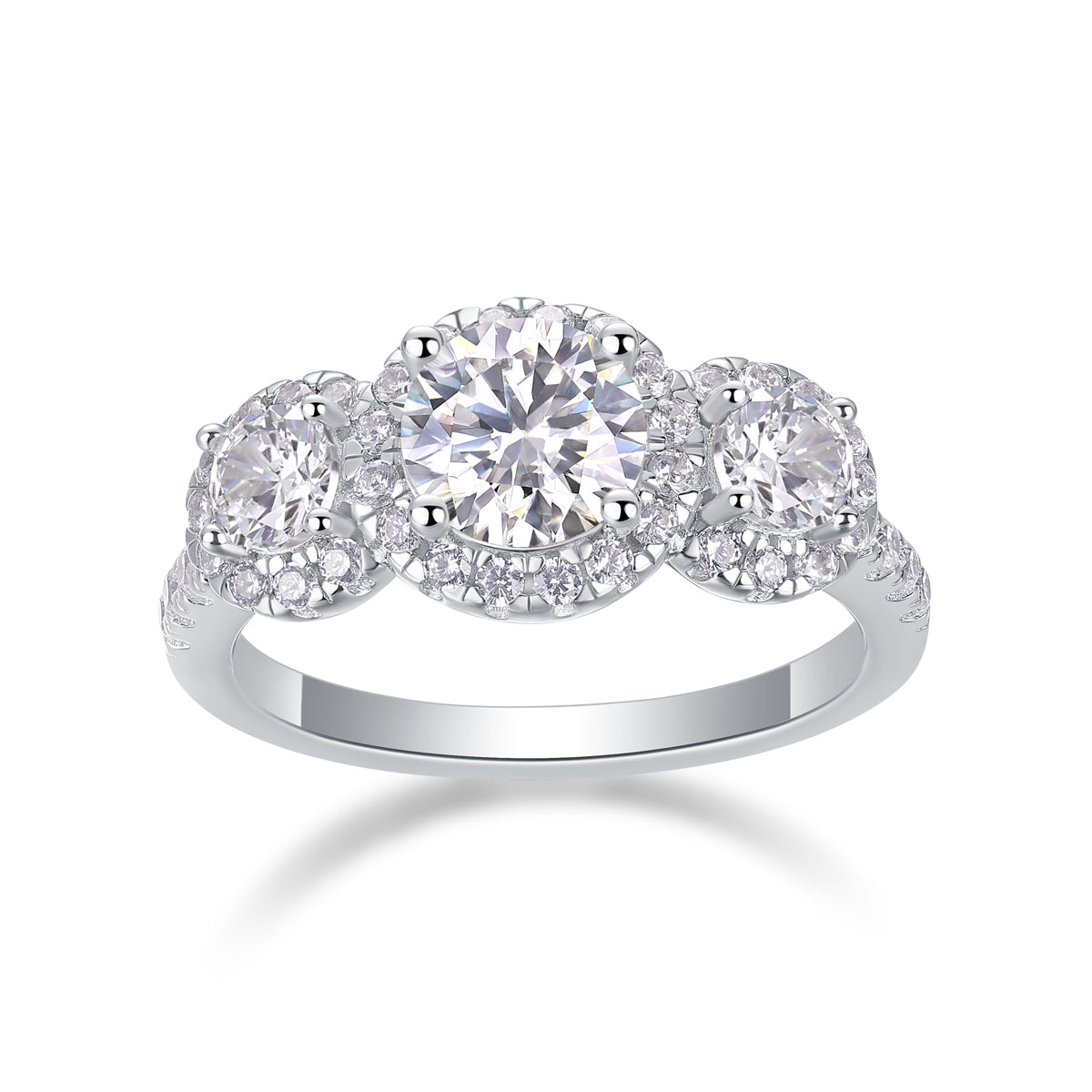 Moissanit Ring / Verlobungsring / Silberring mit 1.2 Karat VVS1 Reinheit und Farbgrad D im Brilliantschliff in rhodiniertem 925 Sterlingsilber.