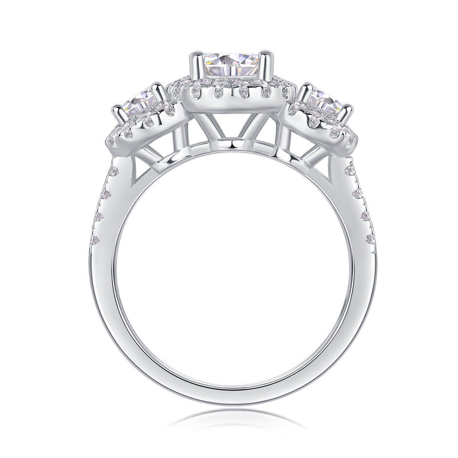 Moissanit Ring / Verlobungsring / Silberring mit 1.2 Karat VVS1 Reinheit und Farbgrad D im Brilliantschliff in rhodiniertem 925 Sterlingsilber.