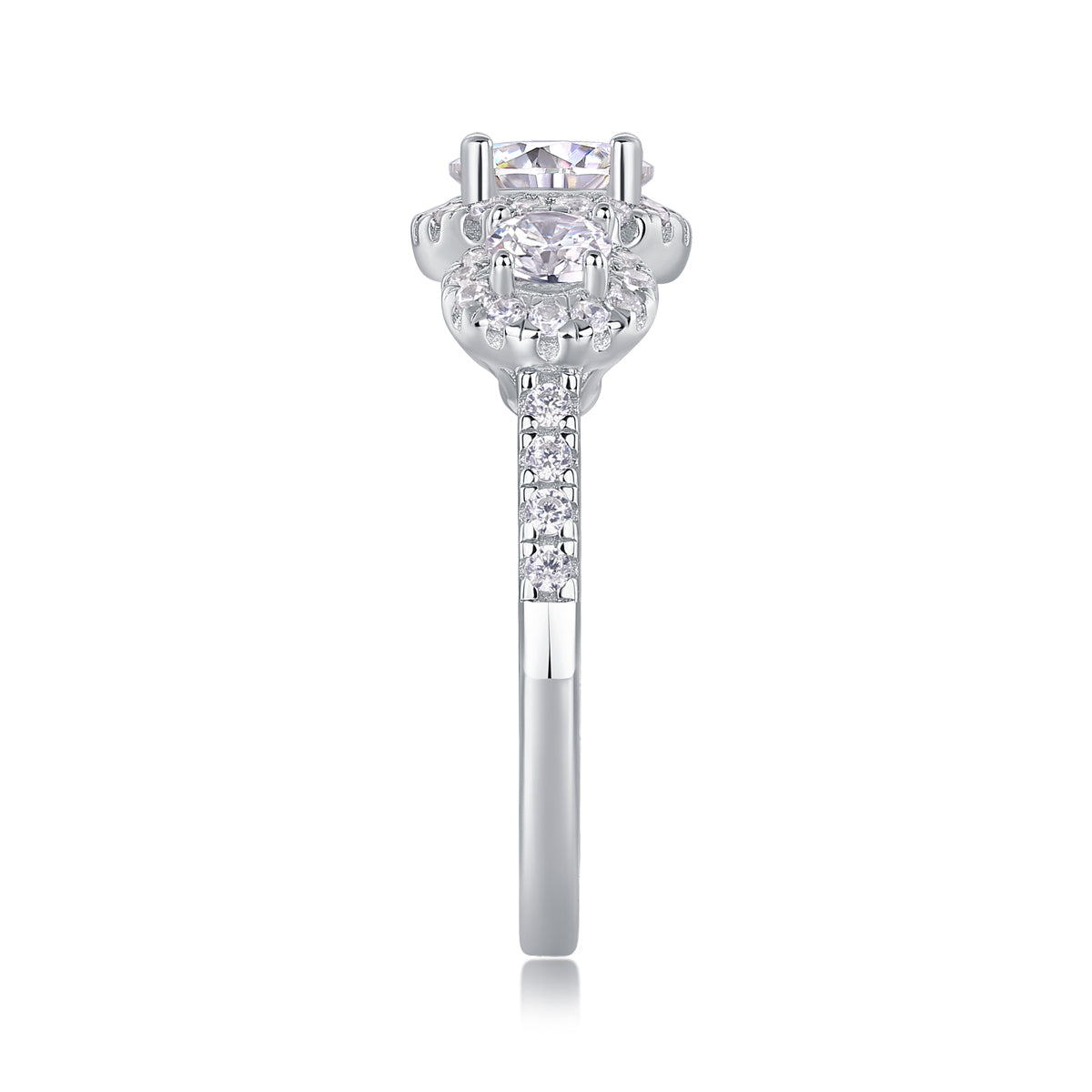 Moissanit Ring / Verlobungsring / Silberring mit 1.2 Karat VVS1 Reinheit und Farbgrad D im Brilliantschliff in rhodiniertem 925 Sterlingsilber.