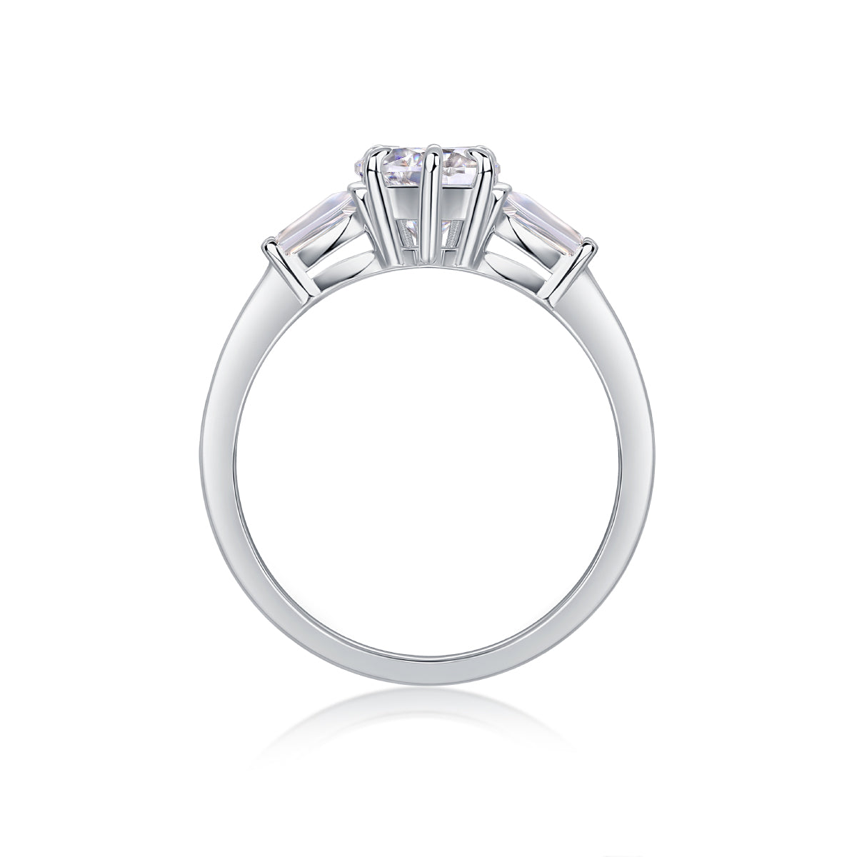 Moissanit Ring / Verlobungsring / Silberring mit 1 Karat VVS1 Reinheit und Farbgrad D im Herz-Schliff in rhodiniertem 925 Sterlingsilber.