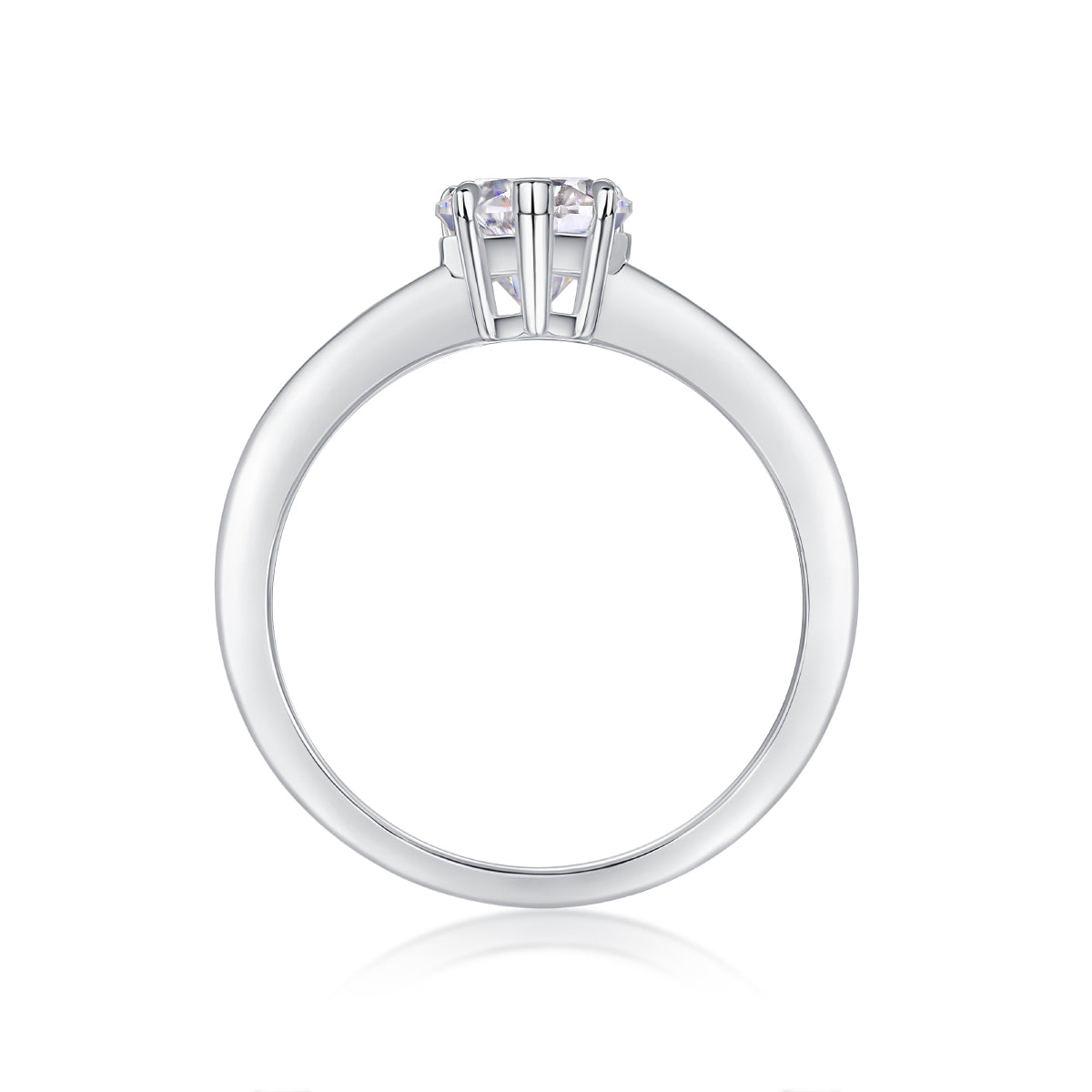 Moissanit Ring / Verlobungsring / Silberring mit 1 Karat VVS1 Reinheit und Farbgrad D im Herz-Schliff in rhodiniertem 925 Sterlingsilber.