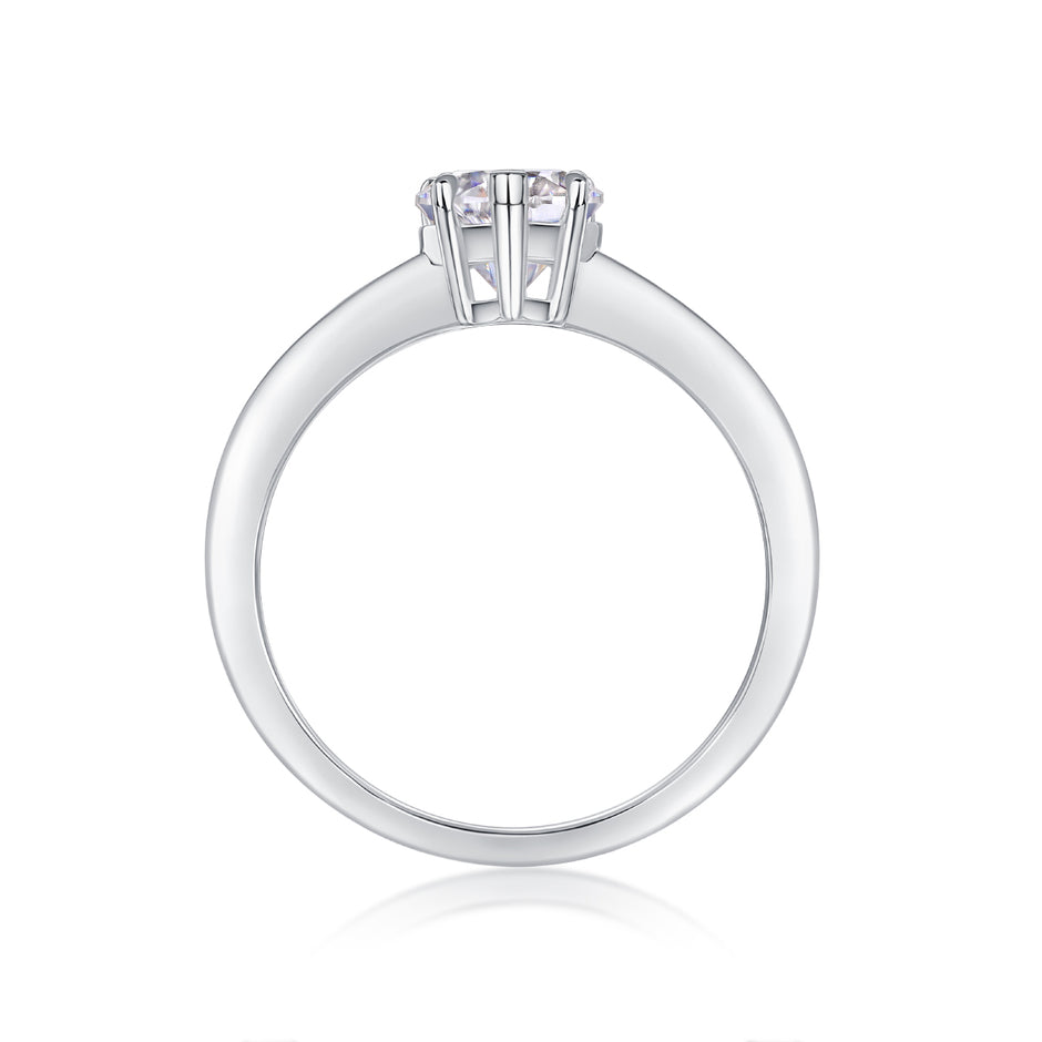 Moissanit Ring / Verlobungsring / Silberring mit 1 Karat VVS1 Reinheit und Farbgrad D im Herz-Schliff in rhodiniertem 925 Sterlingsilber.