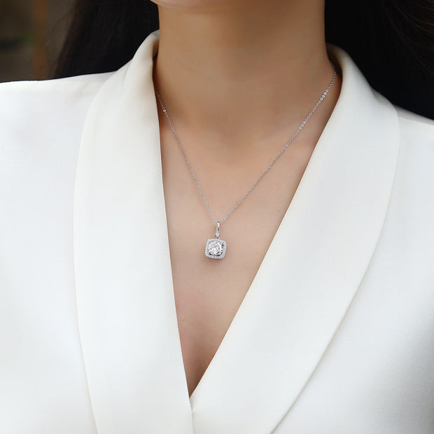 Moissanit Halskette 2 Karat in VVS1 Reinheit und Farbgrad D - rhodinierte Anhänger mit eleganter  Kette aus 925er Silber