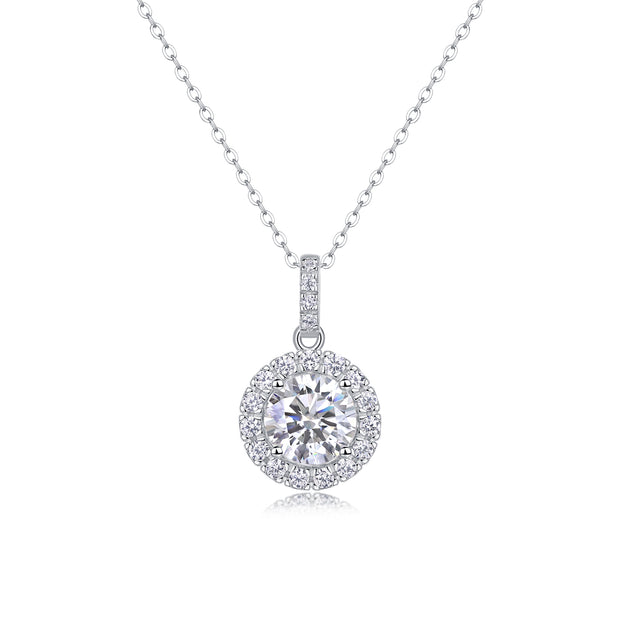Moissanit Halskette 2 Karat in VVS-Reinheit und Farbgrad D - rhodinierte Anhänger mit eleganter  Kette aus 925er Silber