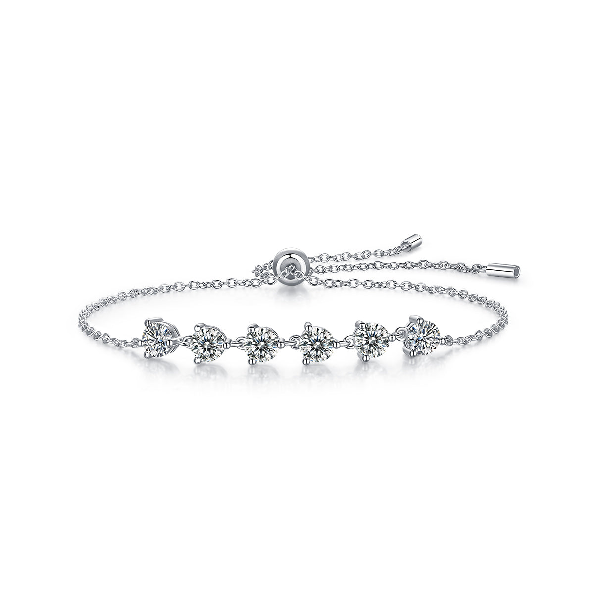 Moissanit Armband mit 3 Karat VVS1 Reinheit und D Farbgrad aus rhodiniertem 925 Silber (17-21 cm)