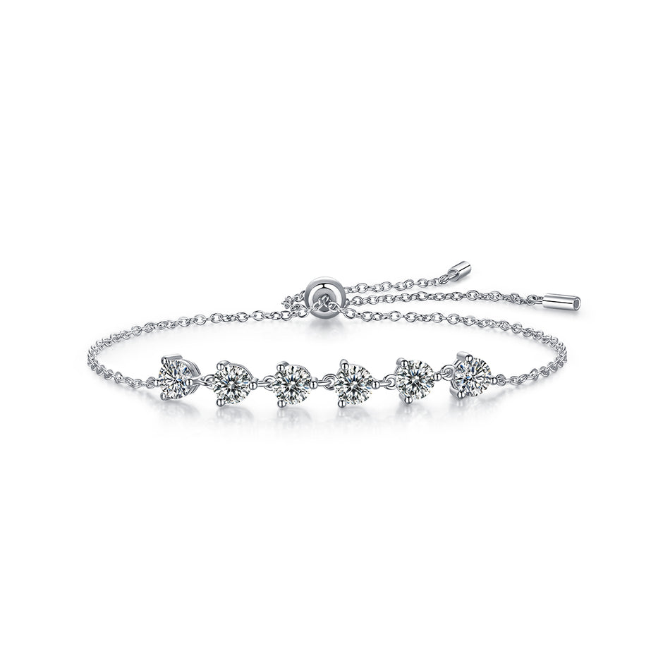 Moissanit Armband mit 3 Karat VVS1 Reinheit und D Farbgrad aus rhodiniertem 925 Silber (17-21 cm)
