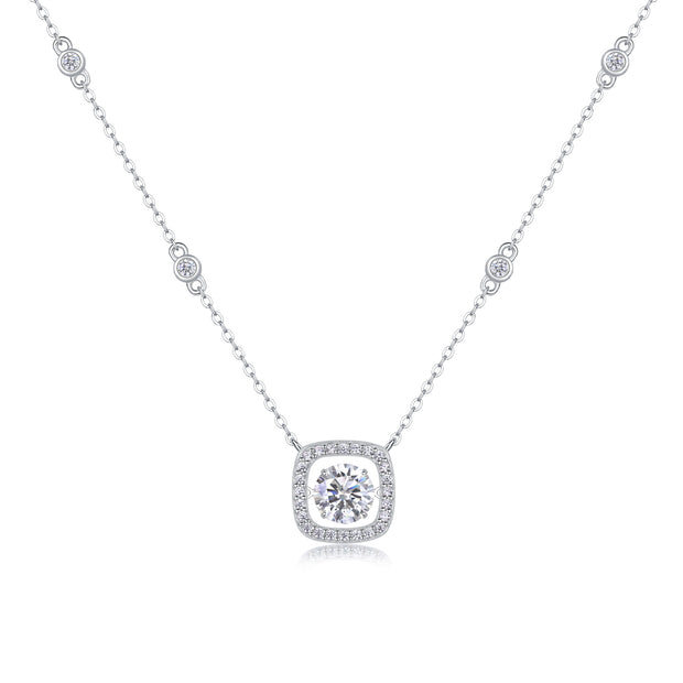 Moissanit Halskette 1.58 Karat in VVS1  Reinheit und Farbgrad D - rhodinierte Anhänger mit eleganter  Kette aus 925er Silber