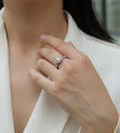 Moissanit Ring / Verlobungsring / Silberring mit 1.62 Karat VVS1 Reinheit und Farbgrad D im Brilliantschliff in rhodiniertem 925 Sterlingsilber.
