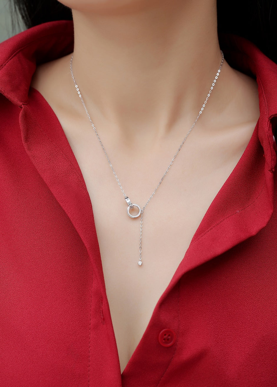 Moissanit Halskette 0.03 Karat in VVS-Reinheit und Farbgrad D - rhodinierte Love Anhänger mit eleganter  Kette aus 925er Silber
