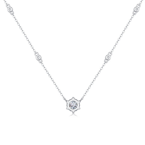 Moissanit Halskette 1.0 Karat VVS1 Reinheit D Farbgrad – rhodinierter Anhänger an feiner 925er Silberkette