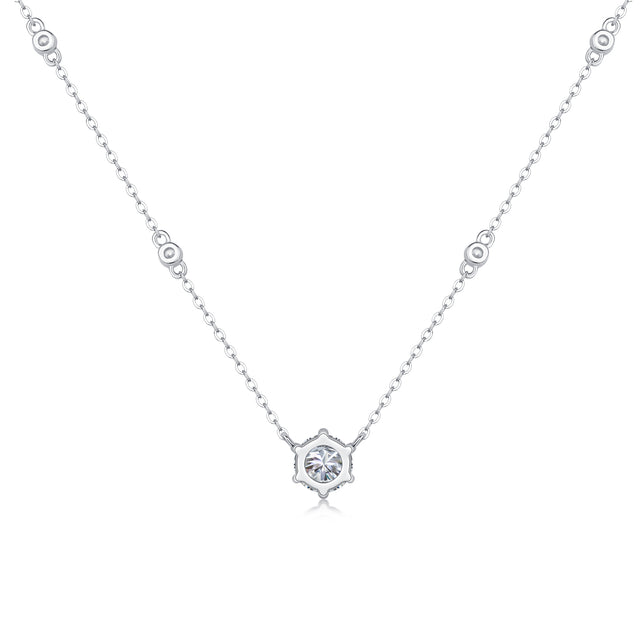 Moissanit Halskette 1.0 Karat VVS1 Reinheit D Farbgrad – rhodinierter Anhänger an feiner 925er Silberkette