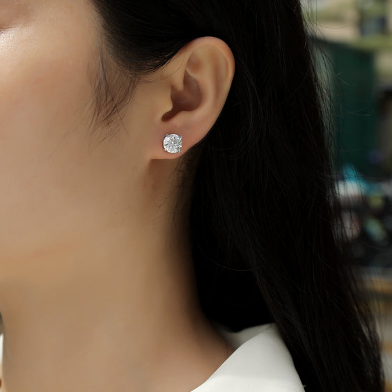 Moissanit Ohrstecker mit 2 Karat in höchster VVS1-Reinheit und edlem D-Farbgrad aus rhodiniertem 925 Silber