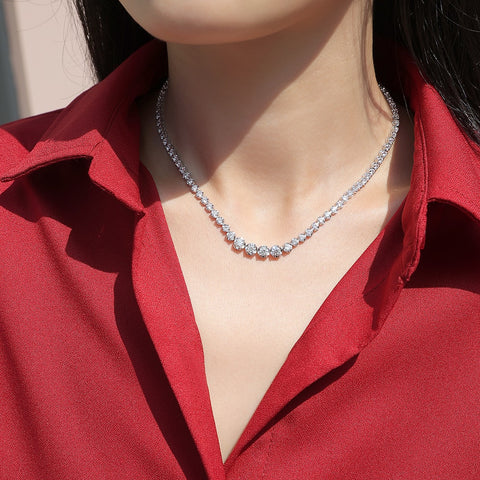 Moissanit Halskette 2.8 Karat VVS1 Reinheit D Farbgrad – rhodiniert  925er Silberkette