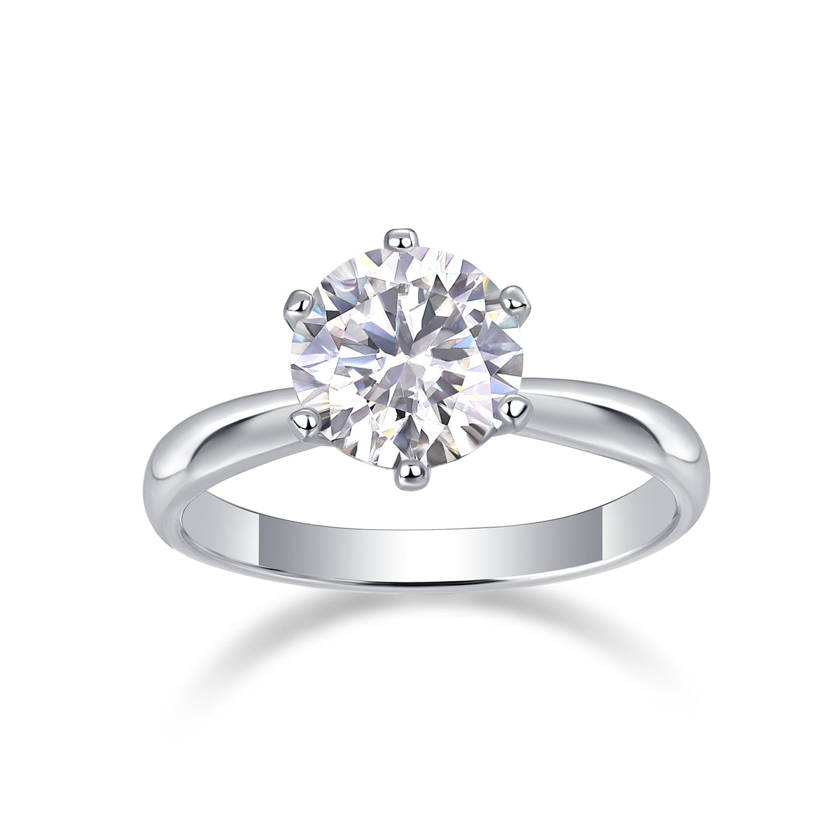 Moissanit Ring / Verlobungsring / Silberring mit 2 Karat VVS1 Reinheit und Farbgrad D im Brilliantschliff in rhodiniertem 925 Sterlingsilber.