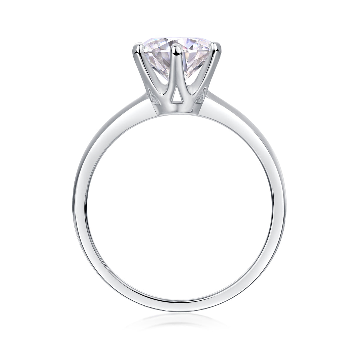 Moissanit Ring / Verlobungsring / Silberring mit 1 Karat VVS1 Reinheit und Farbgrad D im Brilliantschliff in rhodiniertem 925 Sterlingsilber.