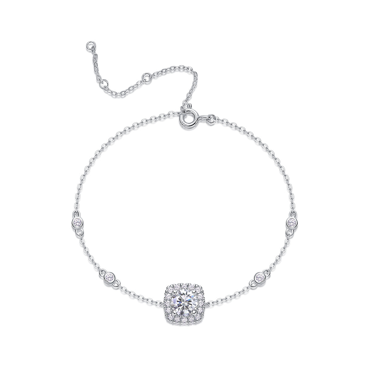 Moissanit Tennis Armband mit 1.7 Karat VVS1 Reinheit und D Farbgrad aus rhodiniertem 925 Silber (18 cm)
