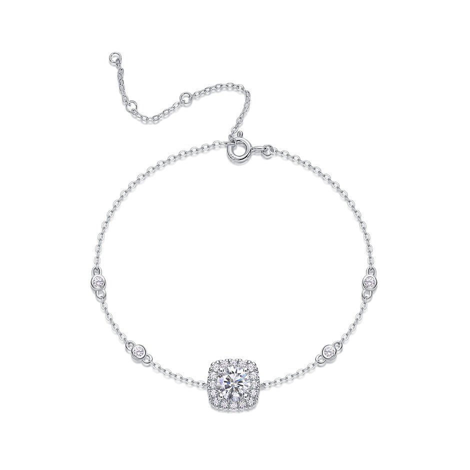 Moissanit Tennis Armband mit 1.7 Karat VVS1 Reinheit und D Farbgrad aus rhodiniertem 925 Silber (18 cm)