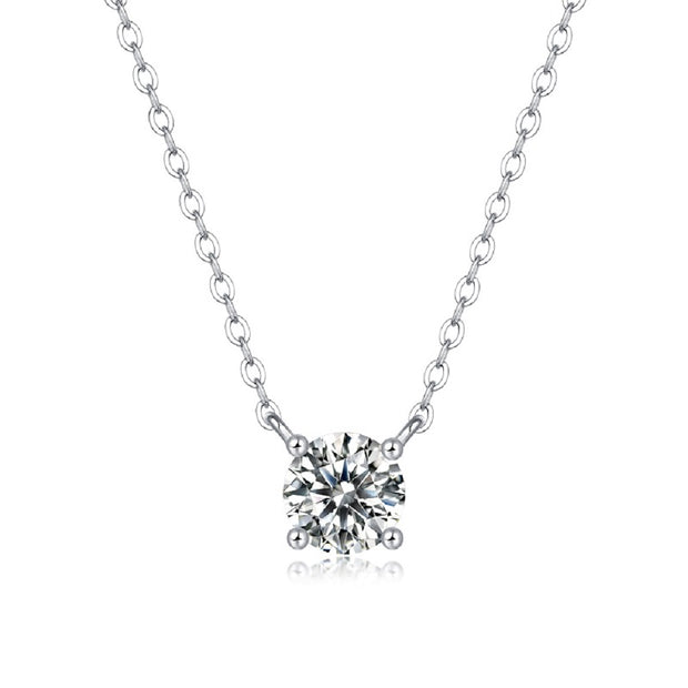 Moissanit Halskette 2 Karat in VVS1 Reinheit und Farbgrad D - rhodinierte Anhänger mit eleganter Kette aus 925er Silber