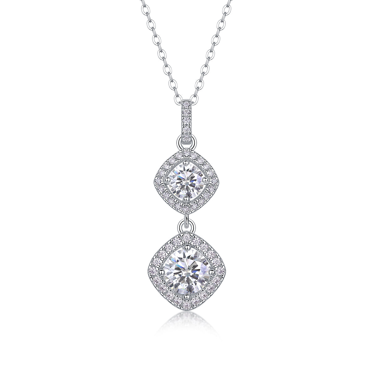 Moissanit Halskette 2 Karat in VVS1 Reinheit und Farbgrad D - rhodinierter Anhänger mit eleganter  Kette aus 925er Silber