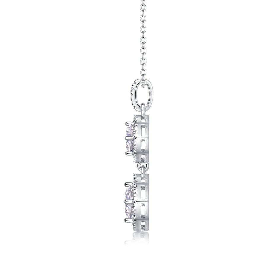 Moissanit Halskette 2 Karat in VVS1 Reinheit und Farbgrad D - rhodinierter Anhänger mit eleganter  Kette aus 925er Silber