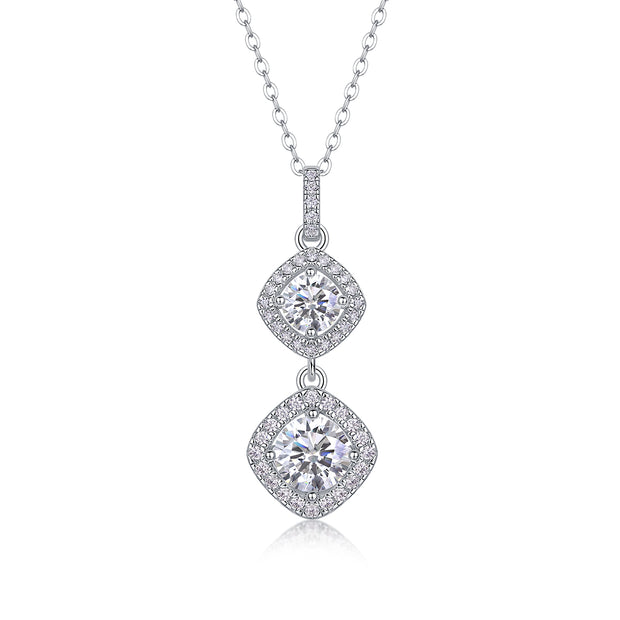 Moissanit Halskette 2 Karat in VVS1 Reinheit und Farbgrad D - rhodinierter Anhänger mit eleganter  Kette aus 925er Silber