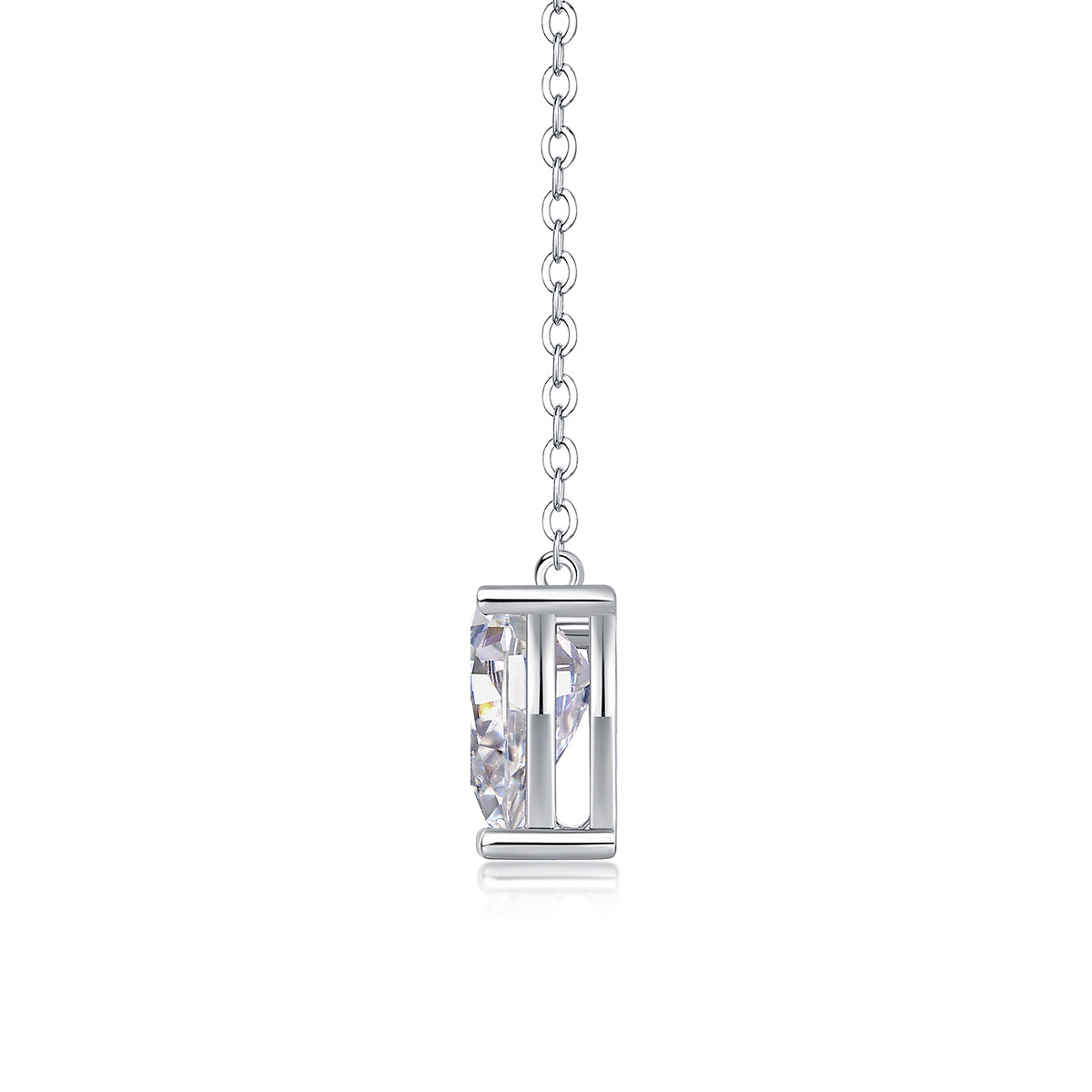 Moissanit Halskette 2 Karat in VVS-Reinheit und Farbgrad D in Tropfen Schliff - rhodinierte  Anhänger mit eleganter  Kette aus 925er Silber