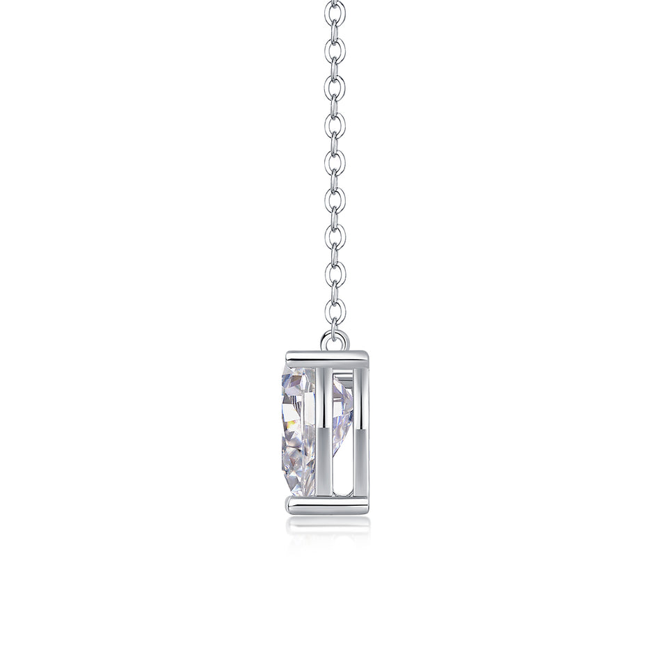 Moissanit Halskette 2 Karat in VVS-Reinheit und Farbgrad D in Tropfen Schliff - rhodinierte  Anhänger mit eleganter  Kette aus 925er Silber