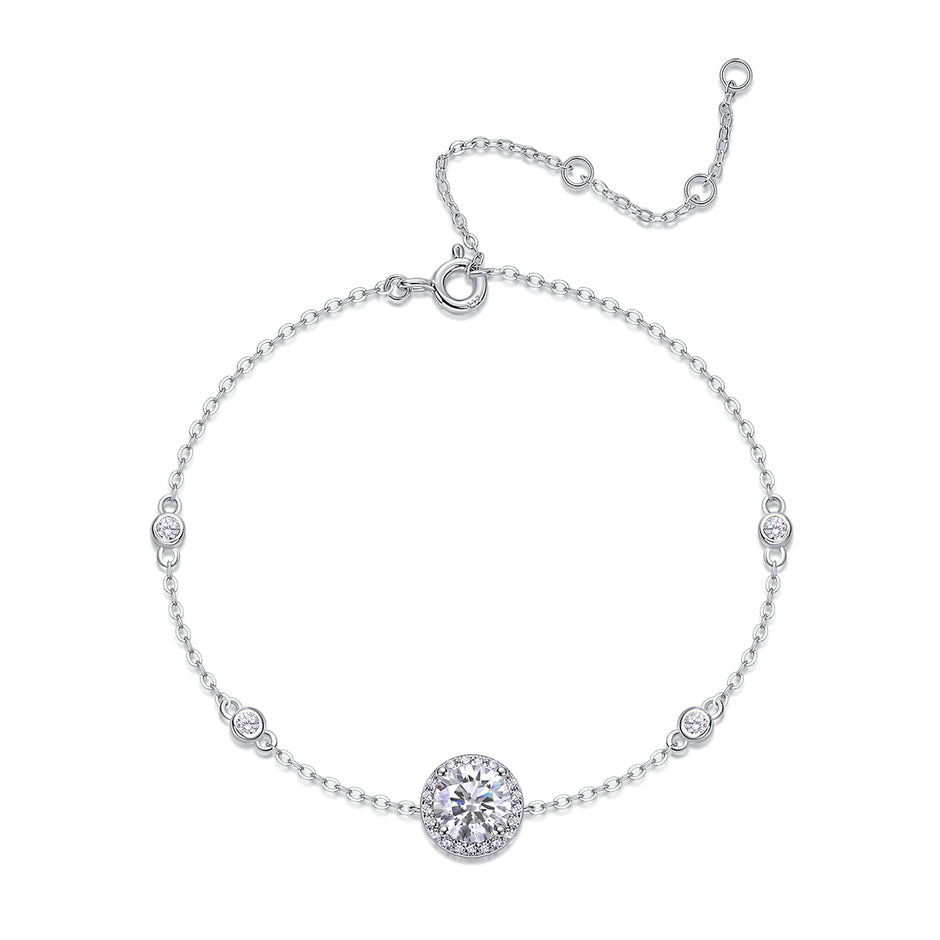 Moissanit Tennis Armband mit 1.44 Karat VVS1 Reinheit und D Farbgrad aus rhodiniertem 925 Silber (18 cm)