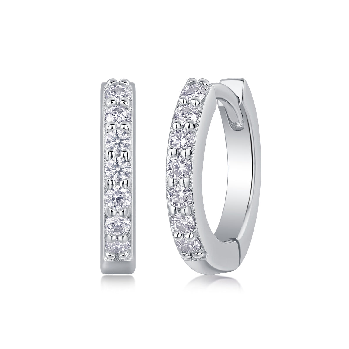 Elegante Moissanit Creolen mit 0.21 Karat in höchster VVS1-Reinheit und edlem D-Farbgrad aus rhodiniertem 925 Silber