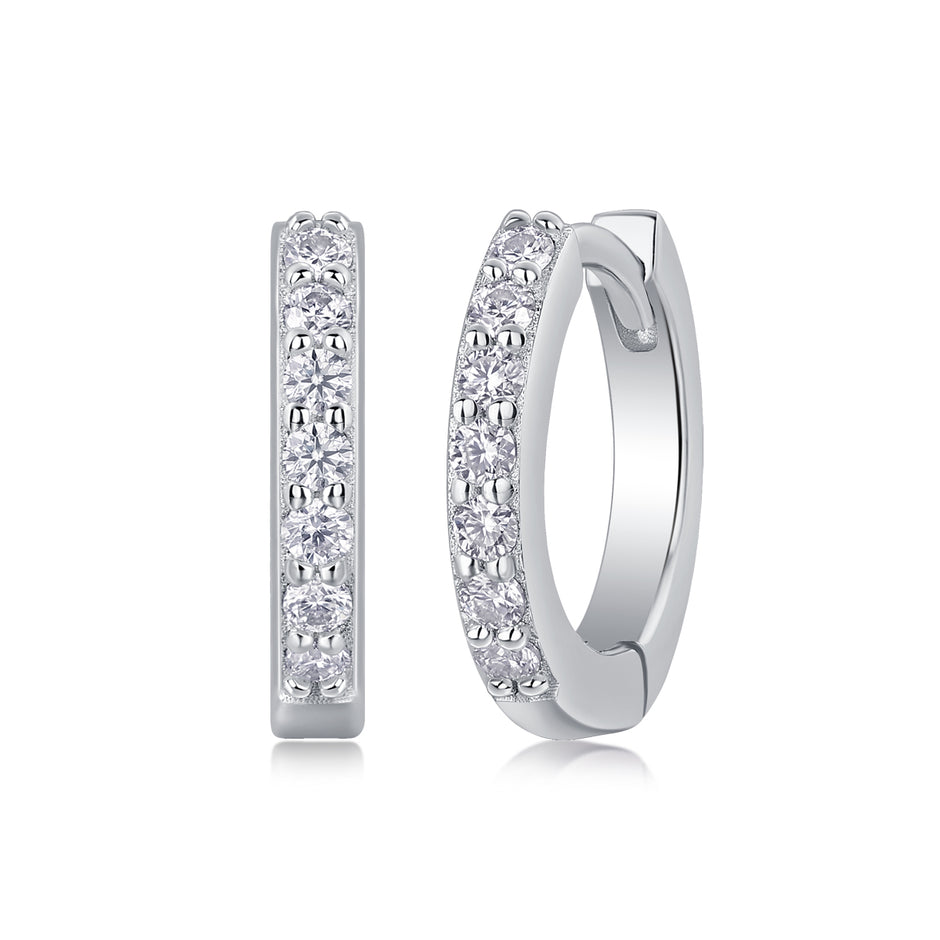 Elegante Moissanit Creolen mit 0.21 Karat in höchster VVS1-Reinheit und edlem D-Farbgrad aus rhodiniertem 925 Silber