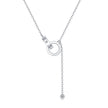 Moissanit Halskette 0.03 Karat in VVS-Reinheit und Farbgrad D - rhodinierte Love Anhänger mit eleganter  Kette aus 925er Silber