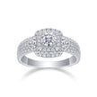 Moissanit Ring / Verlobungsring / Silberring mit 1.58 Karat VVS1 Reinheit und Farbgrad D im Brilliantschliff in rhodiniertem 925 Sterlingsilber.