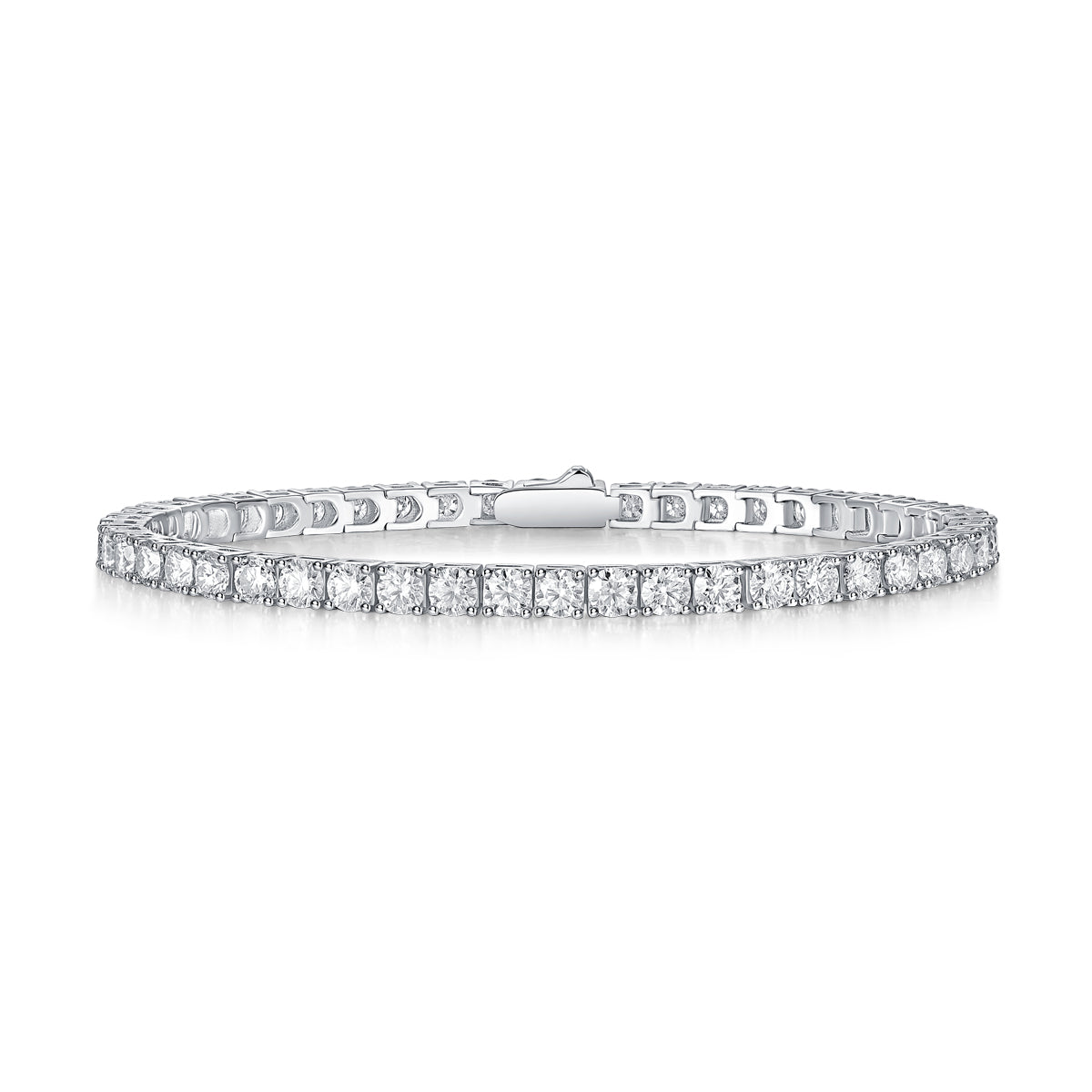 Moissanit Tennis Armband mit 1 Karat VVS1 Reinheit und D Farbgrad aus rhodiniertem 925 Silber (18 cm)