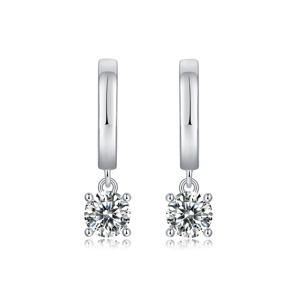 Elegante Moissanit Ohrringe mit 0.5 Karat in höchster VVS1-Reinheit und edlem D-Farbgrad aus rhodiniertem 925 Silber