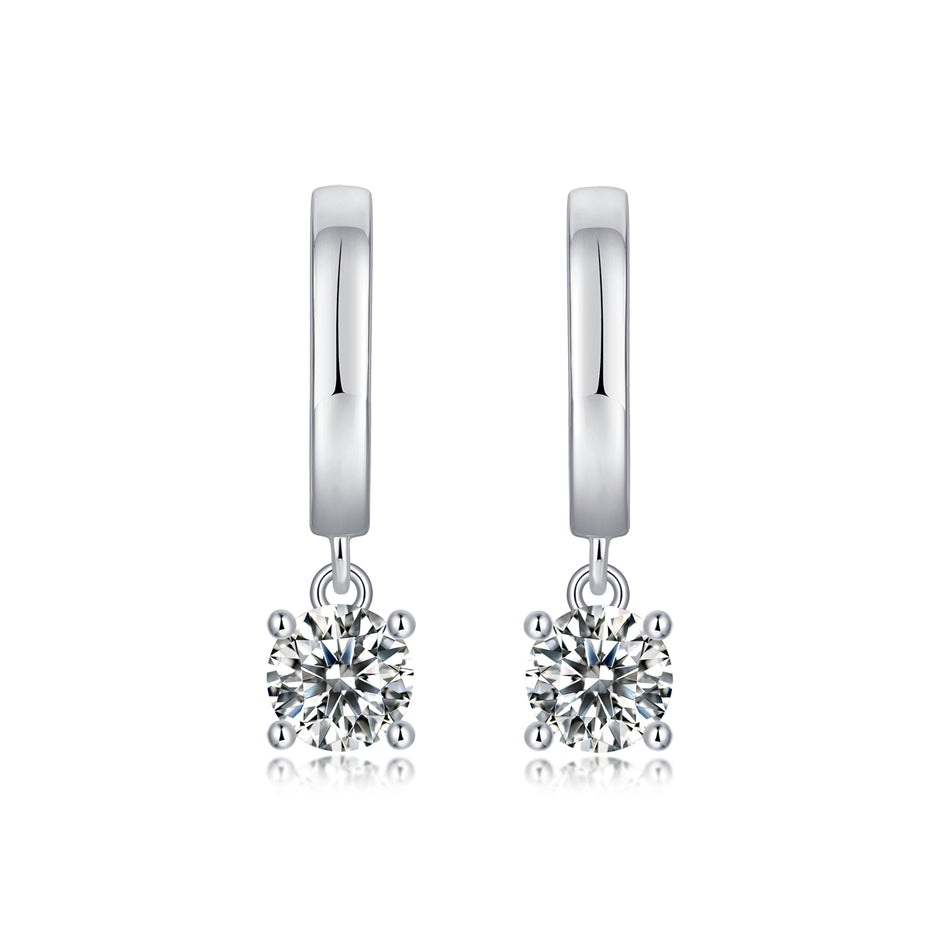 Elegante Moissanit Ohrringe mit 0.5 Karat in höchster VVS1-Reinheit und edlem D-Farbgrad aus rhodiniertem 925 Silber