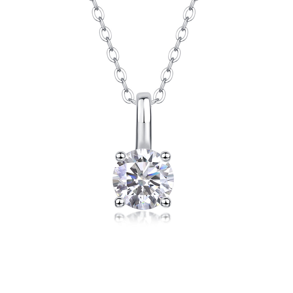 Moissanit Halskette 1 Karat in VVS1 Reinheit und Farbgrad D - rhodinierte Anhänger mit eleganter  Kette aus 925er Silber