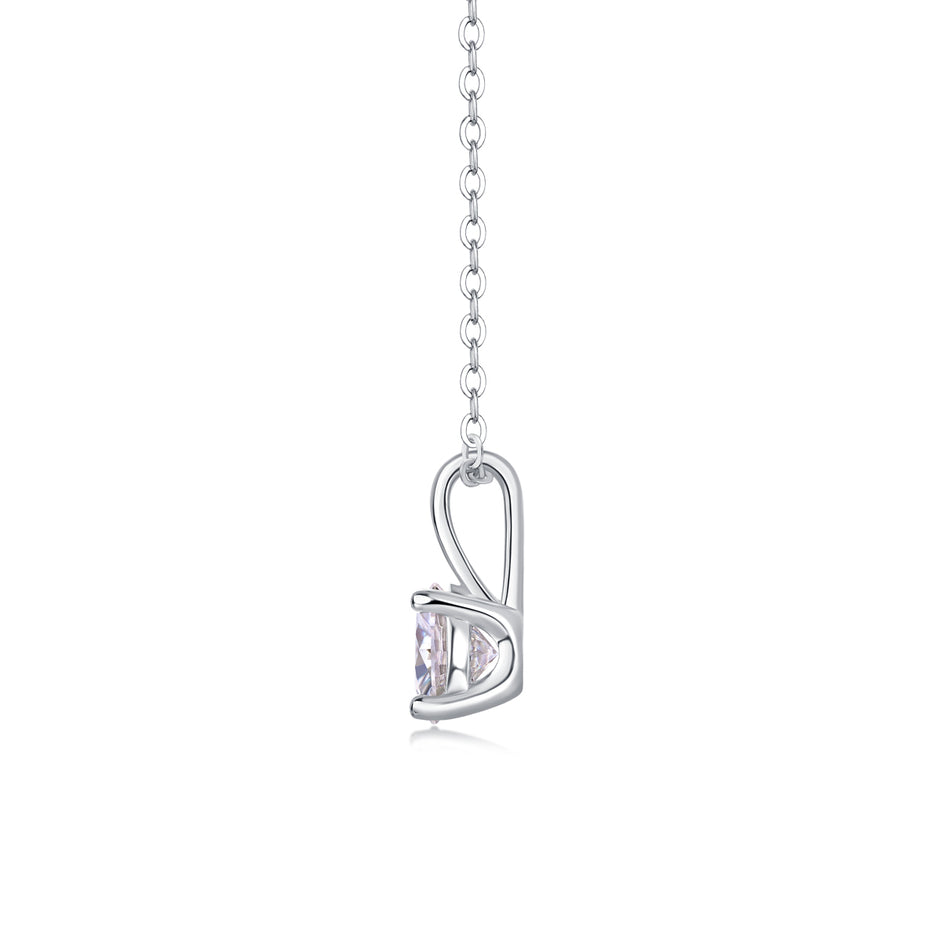 Moissanit Halskette 1 Karat in VVS1 Reinheit und Farbgrad D - rhodinierte Anhänger mit eleganter  Kette aus 925er Silber