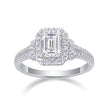 Moissanit Ring / Verlobungsring / Silberring mit 1 Karat VVS1 Reinheit und Farbgrad D im Baguette Schliff in rhodiniertem 925 Sterlingsilber.