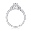 Moissanit Ring / Verlobungsring / Silberring mit 1 Karat VVS1 Reinheit und Farbgrad D im Baguette Schliff in rhodiniertem 925 Sterlingsilber.