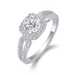 Moissanit Ring / Verlobungsring / Silberring mit 1.62 Karat VVS1 Reinheit und Farbgrad D im Brilliantschliff in rhodiniertem 925 Sterlingsilber.