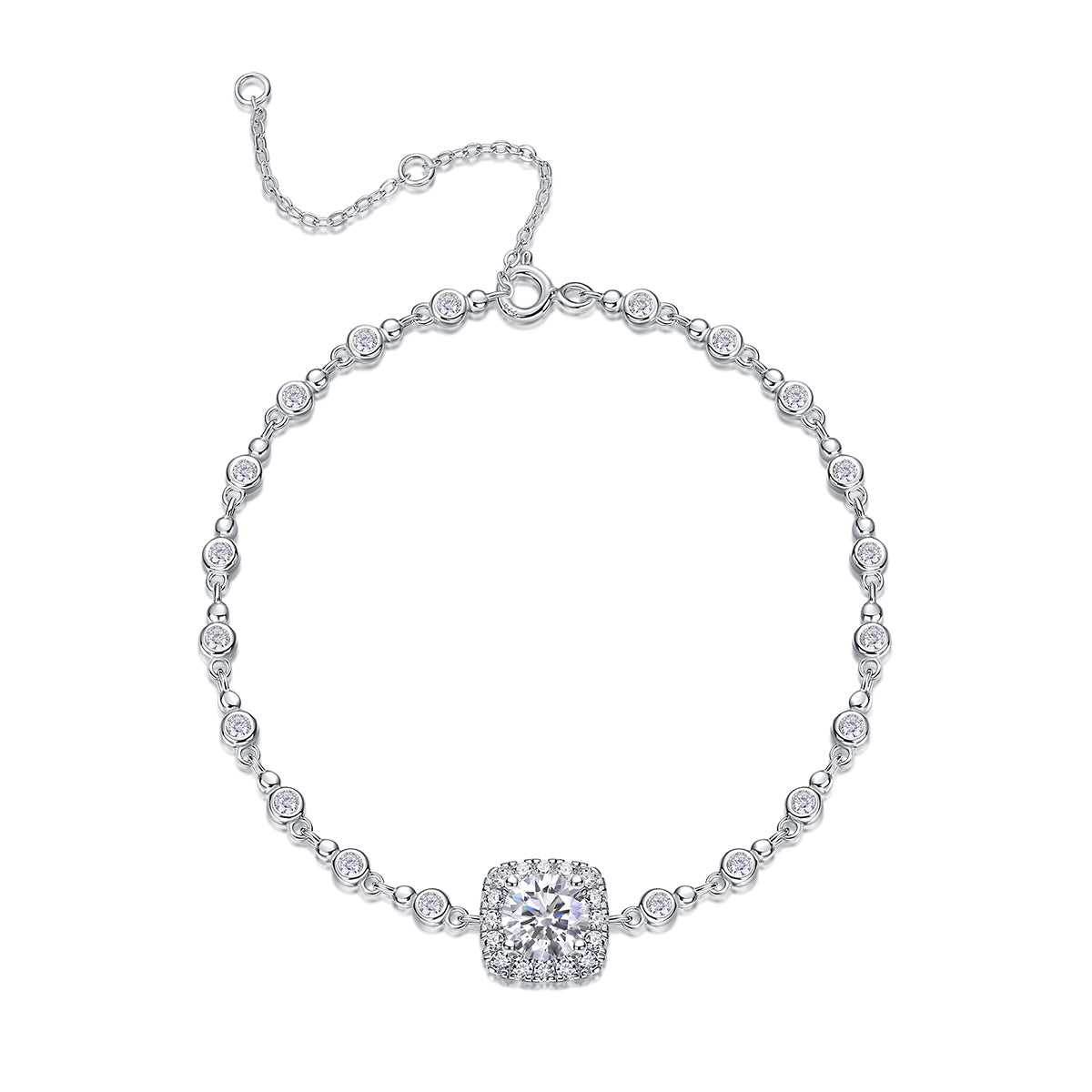 Moissanit Armband mit 2.73 Karat VVS1 Reinheit und D Farbgrad aus rhodiniertem 925 Silber (18 cm)