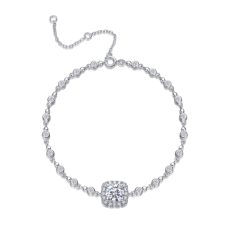 Moissanit Armband mit 2.73 Karat VVS1 Reinheit und D Farbgrad aus rhodiniertem 925 Silber (18 cm)