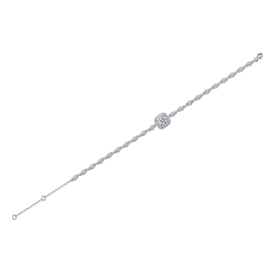 Moissanit Armband mit 2.73 Karat VVS1 Reinheit und D Farbgrad aus rhodiniertem 925 Silber (18 cm)