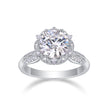 Moissanit Ring / Verlobungsring mit 2.93 Karat VVS1 Reinheit und Farbgrad D im Brilliantschliff in rhodiniertem 925 Sterlingsilber.