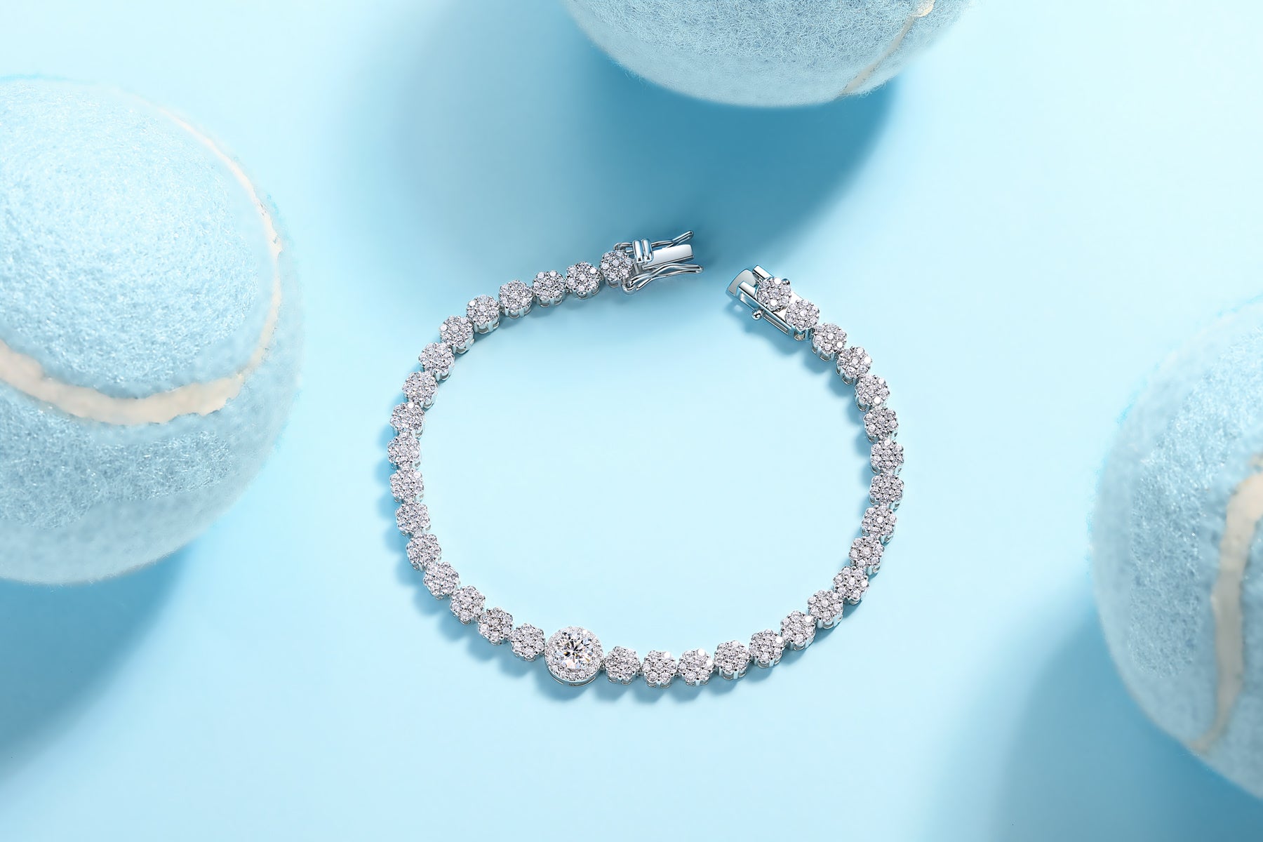 Moissanit Armband mit 1.9 Karat VVS1 Reinheit und D Farbgrad aus rhodiniertem 925 Silber (18 cm)