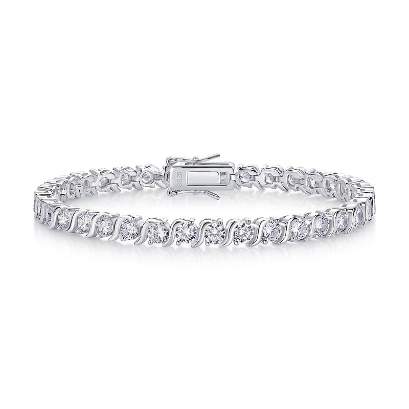 Moissanit Tennis Armband mit 10.8 Karat VVS1 Reinheit und D Farbgrad aus rhodiniertem 925 Silber (18 cm)