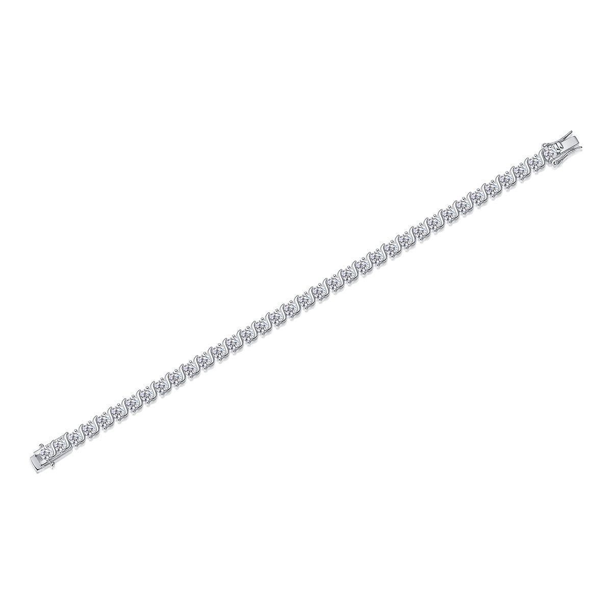Moissanit Tennis Armband mit 10.8 Karat VVS1 Reinheit und D Farbgrad aus rhodiniertem 925 Silber (18 cm)