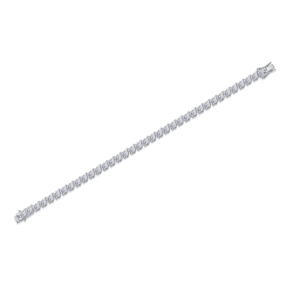 Moissanit Tennis Armband mit 10.8 Karat VVS1 Reinheit und D Farbgrad aus rhodiniertem 925 Silber (18 cm)