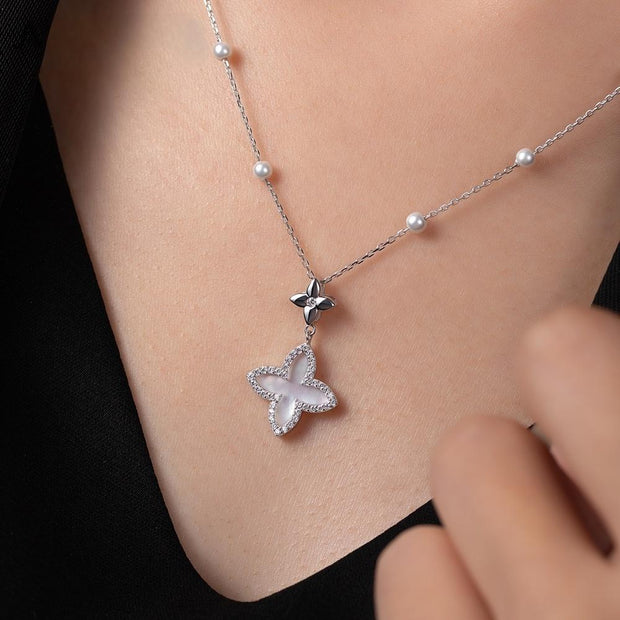 Halskette Silber 925 Kleeblatt - 18k vergoldet mit Malachit Stein 45 cm