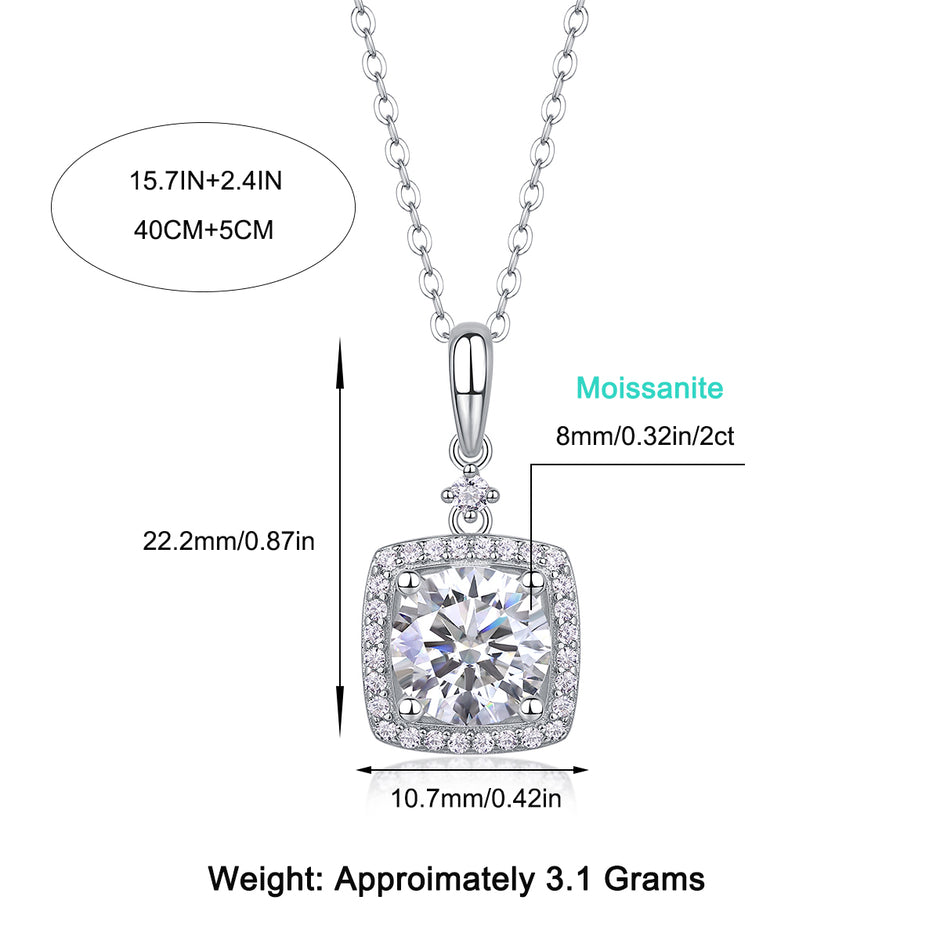 Moissanit Halskette 2 Karat in VVS1 Reinheit und Farbgrad D - rhodinierte Anhänger mit eleganter  Kette aus 925er Silber